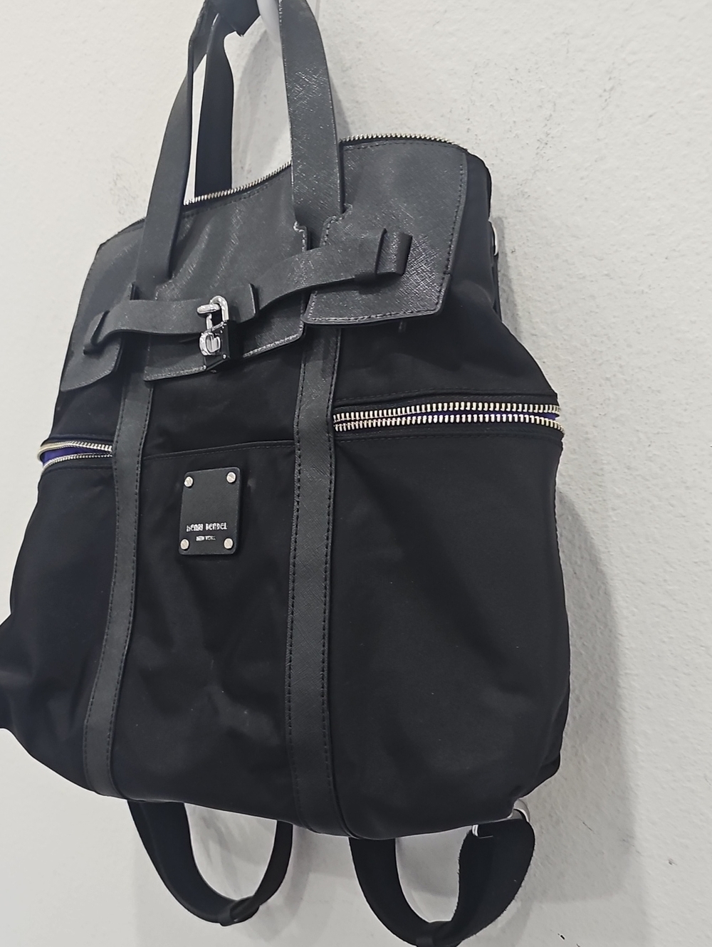 Henri Bendel Jetsetter convertible backpack featuring silver-tone hardware Black - Picture 5 of 16